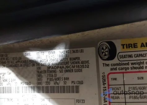 2012 Ford Fiesta S из США, поврежденный, VIN 3FADP4AJ9CM183532